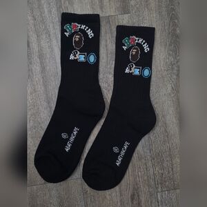 A Bathing Ape Black Logo Crew Socks-*NEW*